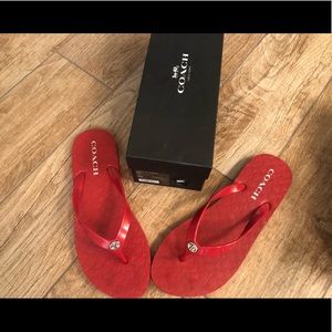 Coach Abbigail Rubber Flip Flops Red Size 9